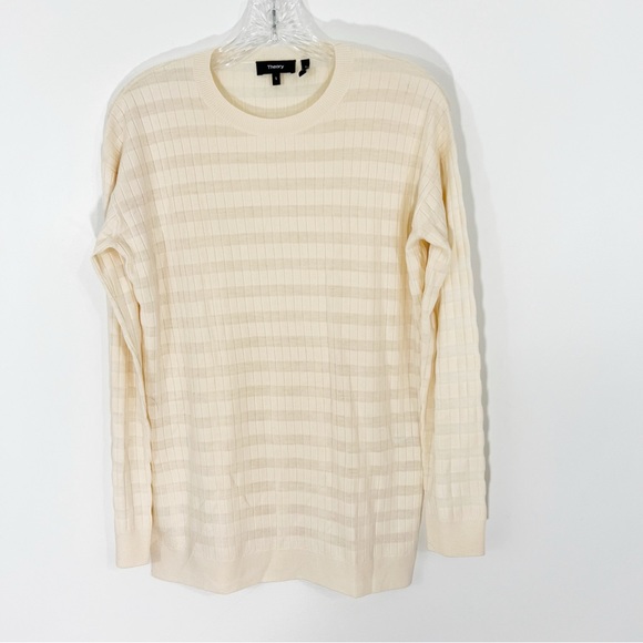 Theory Hilson S Refined Merino Wool Striped Knit Sweater Lightweight - Picture 2 of 9